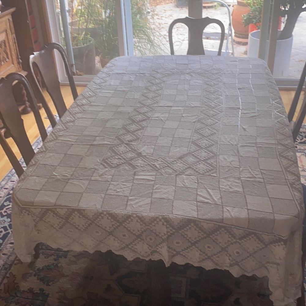 Spectacular hand made lace tablecloth